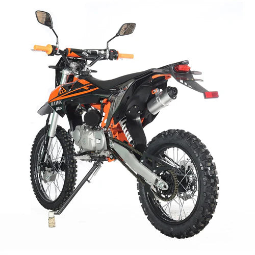 X-PRO Hawk 125cc Dirt Bike with All Lights and 4-speed Manual Transmission! Electric/Kick Start, Big 19in/16in Tires! Zongshen Brand Engine!