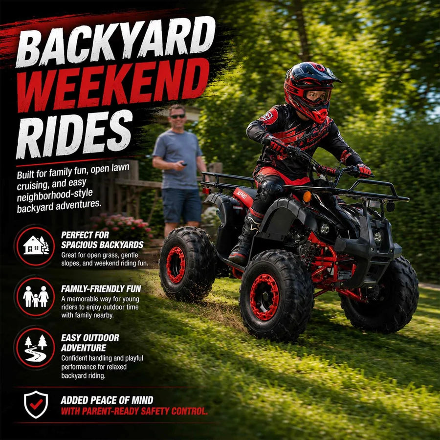 X-PRO Hawk 125cc ATV with Automatic Transmission w/Reverse, LED Headlights, Remote Control! Big 19in/18inTires!