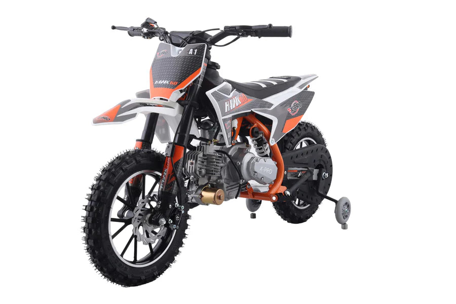X-PRO Hawk 60 Dirt Bike with CVT Transmission, Electric start, Disc Brake! 10in Wheels! With Free Training Wheels!