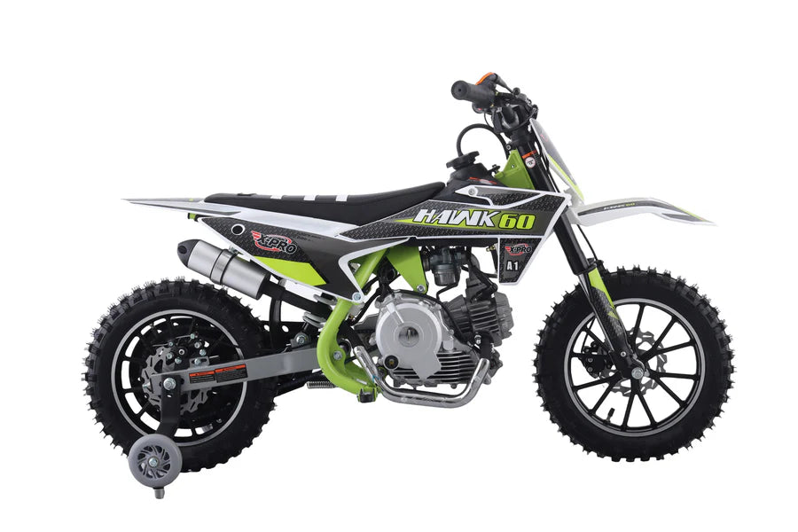 X-PRO Hawk 60 Dirt Bike with CVT Transmission, Electric start, Disc Brake! 10in Wheels! With Free Training Wheels!