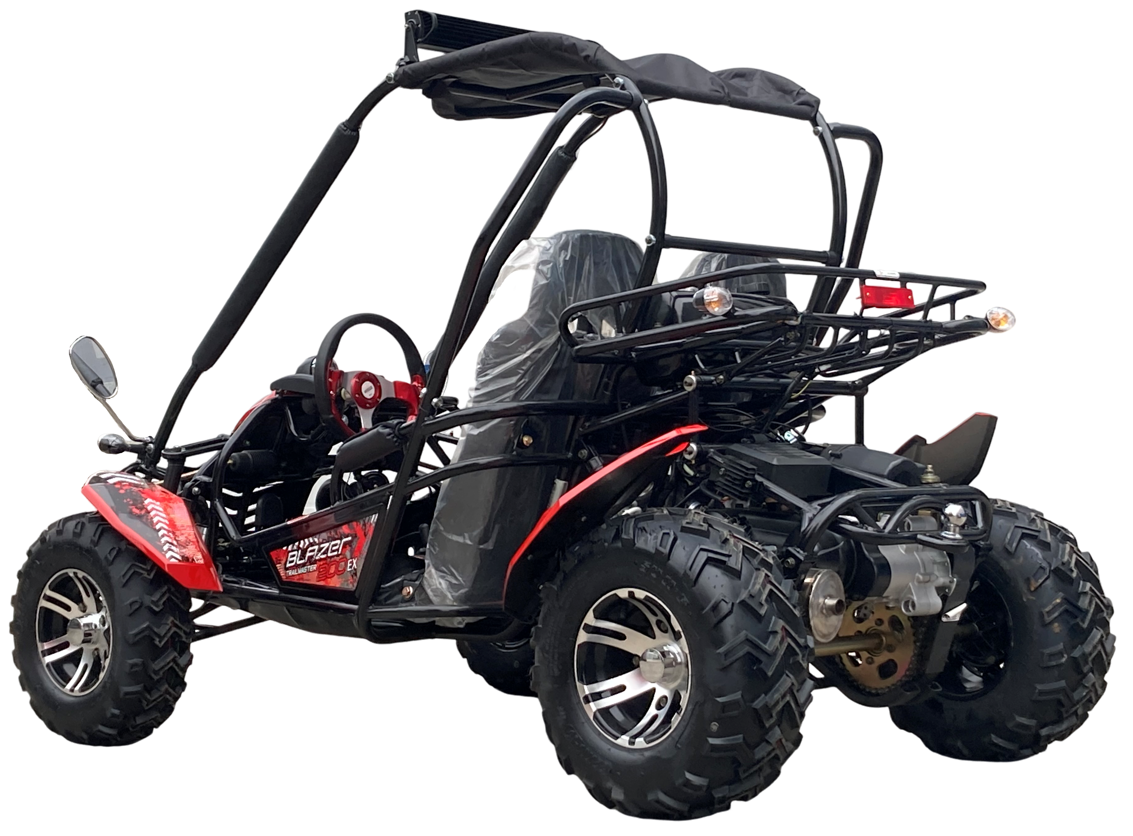 TrailMaster Blazer 200EX EFI Buggy Go Kart, LED Light Bar, Windshield Included