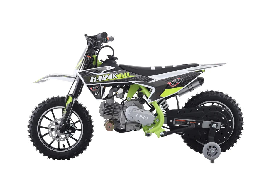 X-PRO Hawk 60 Dirt Bike with CVT Transmission, Electric start, Disc Brake! 10in Wheels! With Free Training Wheels!
