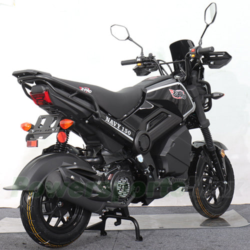X-PRO Navy 150 Motorcycle with Automatic Transmission, Electric/Kick Start! 12"/10" Aluminum Wheels