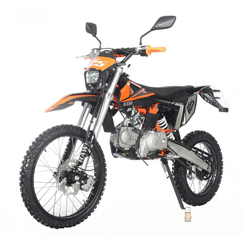 X-PRO Hawk 125cc Dirt Bike with All Lights and 4-speed Manual Transmission! Electric/Kick Start, Big 19in/16in Tires! Zongshen Brand Engine!