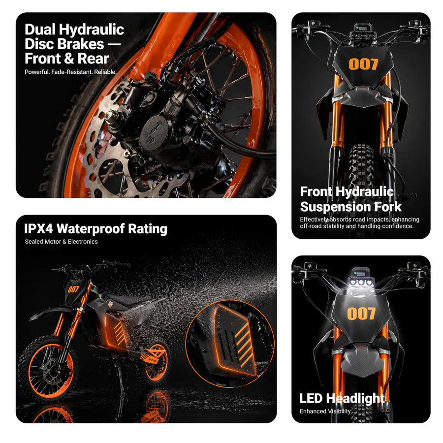 X-PRO Drax Sport 2700W 48V 23AH Teens Adults Electric Dirt Bike with New Version LED Light! 14"/12" Wheels!