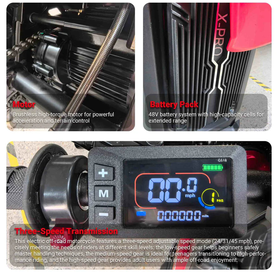 X-PRO E-HAWK 3500W Peak Power 48V Teens Adults Electric Dirt Bike