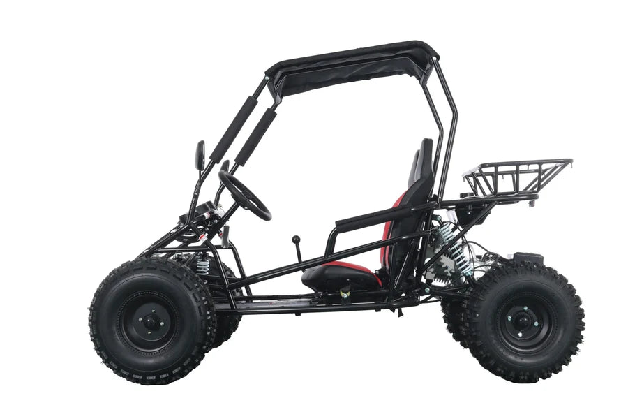 X-PRO Rover 150 Go Kart with 3-Speed Semi-Automatic Transmission w/Reverse, LED Headlights, Big 19in/18in Wheels!