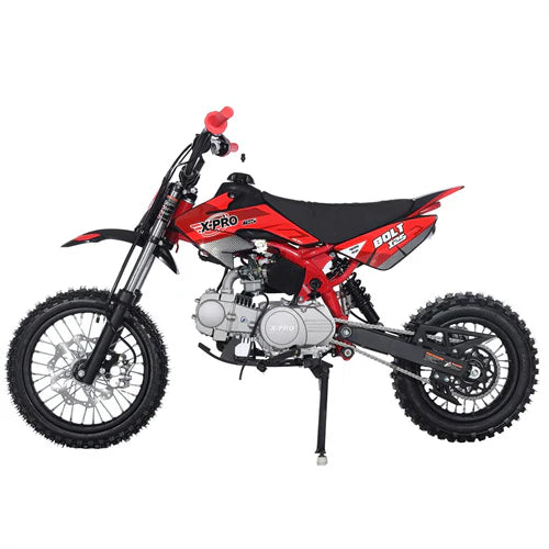 X-PRO Bolt 125cc Dirt Bike with 4-Speed Semi-Automatic Transmission, Kick Start, Big 14in/12in Tires! Zongshen Brand Engine!