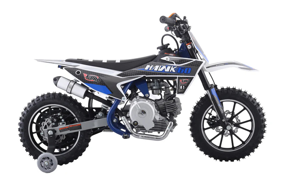X-PRO Hawk 60 Dirt Bike with CVT Transmission, Electric start, Disc Brake! 10in Wheels! With Free Training Wheels!