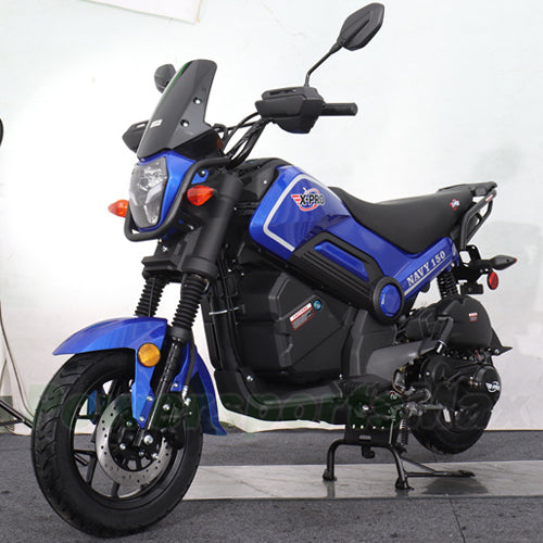 X-PRO Navy 150 Motorcycle with Automatic Transmission, Electric/Kick Start! 12"/10" Aluminum Wheels
