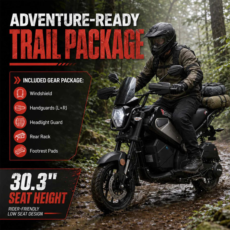 X-PRO Trail 150 Motorcycle with Automatic Transmission, Electric/Kick Start! 12"/10" Aluminum Wheels! LED Lights!