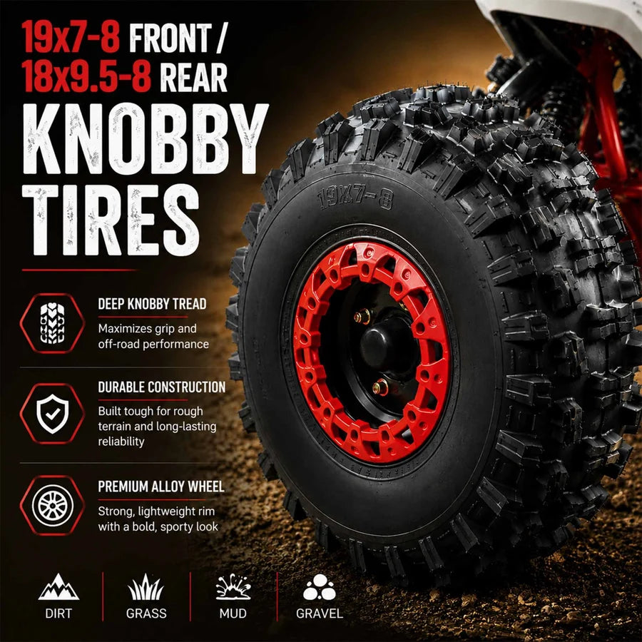 X-PRO Storm 125cc ATV with Automatic Transmission w/Reverse, LED Headlights, Electric Start, Big 19in/18in Tires!