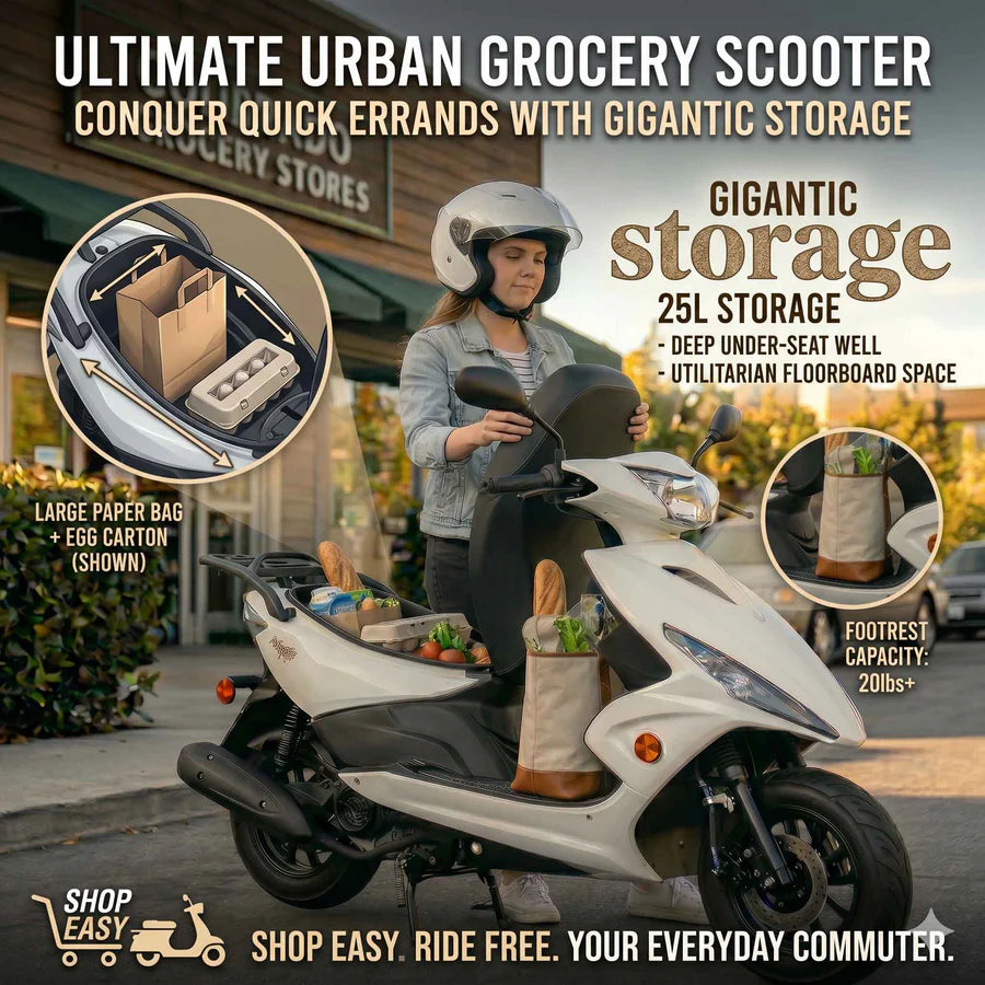 X-PRO Bali 150cc Moped Scooter with 10" Wheels! Electric Start, Large Headlights!