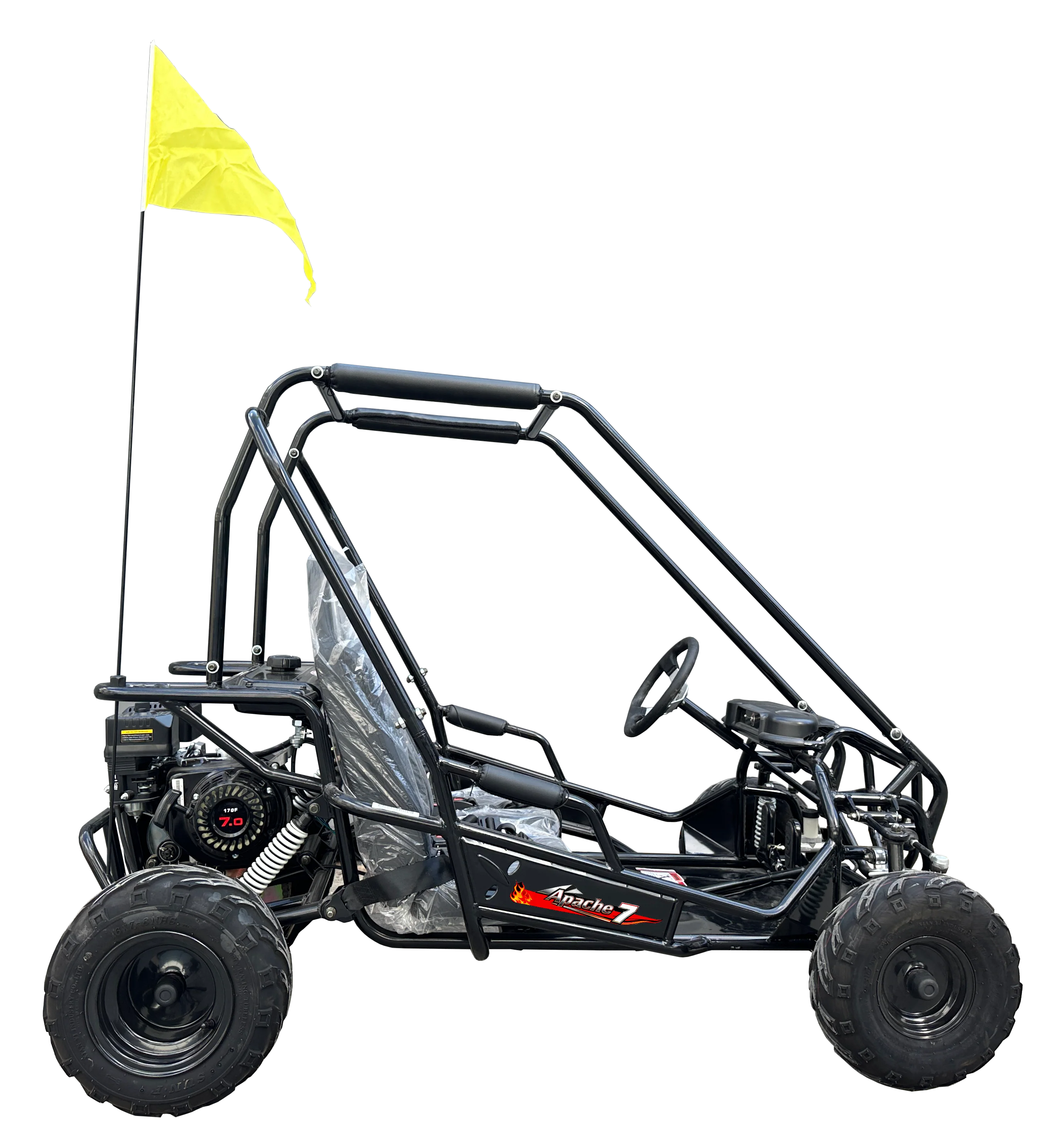 TrailMaster Apache 7 212cc Youth Go Kart for Kids Ages 10+ – Full Roll Cage, High-Back Seats, Over-the-Shoulder Harnesses, Air-Cooled Engine