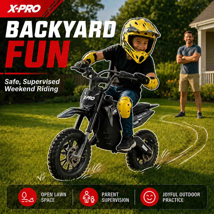X-PRO Drax Lite 1200W 48V Electric Dirt Bike with Adjustable Speed!