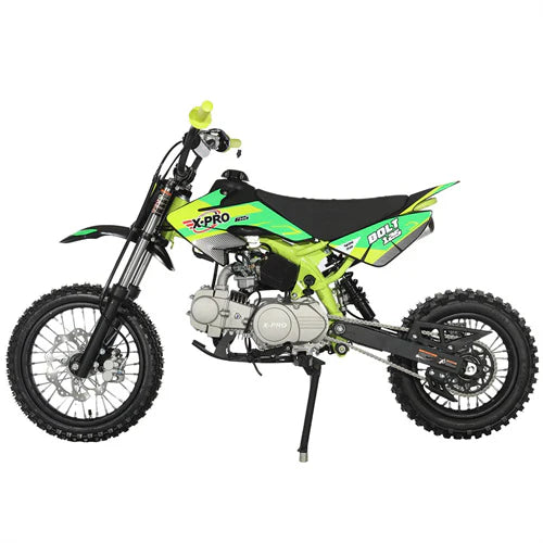 X-PRO Bolt 125cc Dirt Bike with 4-Speed Semi-Automatic Transmission, Kick Start, Big 14in/12in Tires! Zongshen Brand Engine!