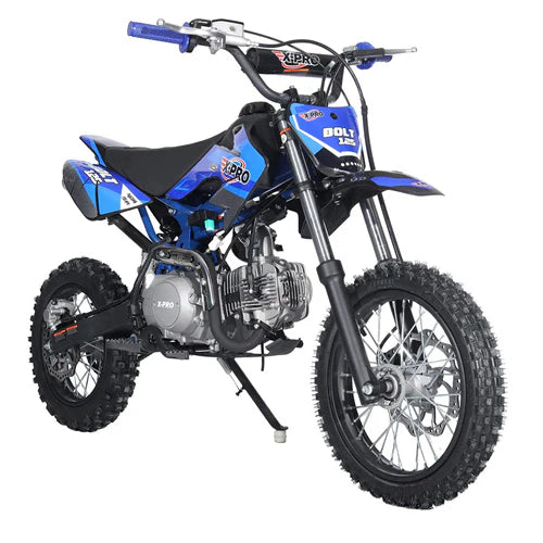 X-PRO Bolt 125cc Dirt Bike with 4-Speed Manual Transmission, Kick Start, Big 14in/12in Tires! Zongshen Brand Engine!