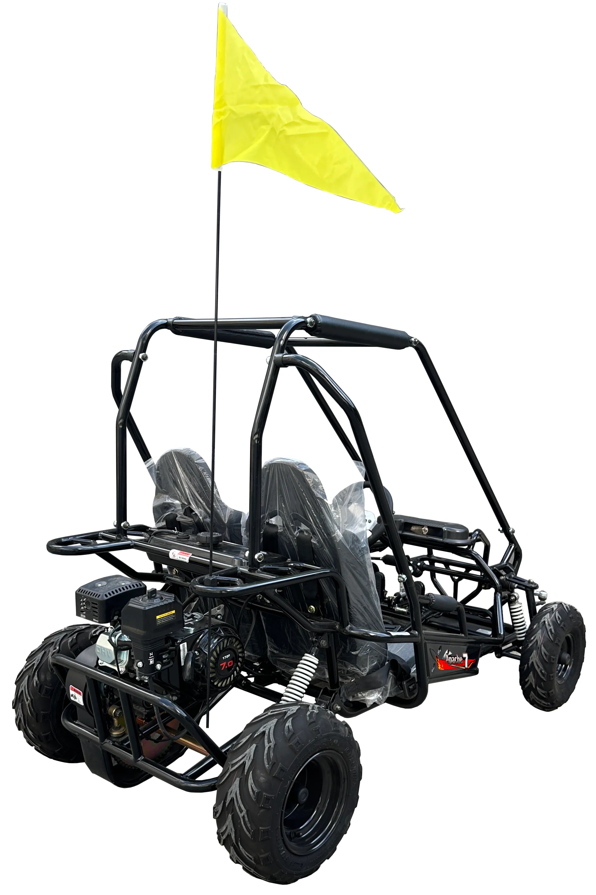 TrailMaster Apache 7 212cc Youth Go Kart for Kids Ages 10+ – Full Roll Cage, High-Back Seats, Over-the-Shoulder Harnesses, Air-Cooled Engine