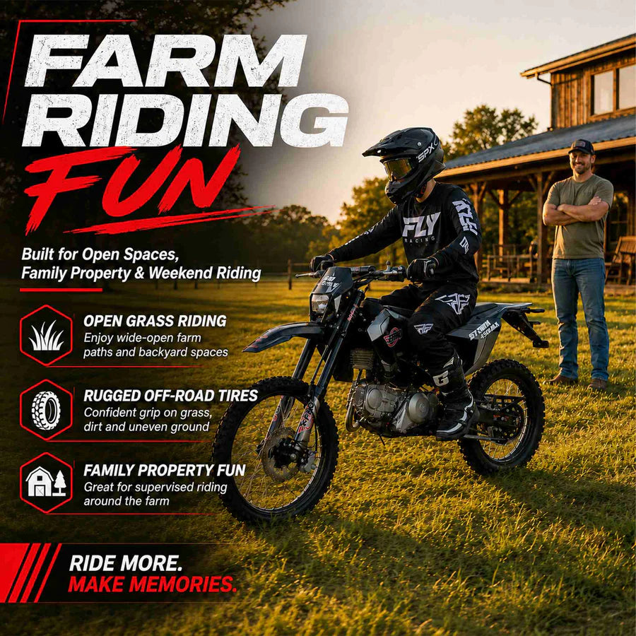 X-PRO Storm DLX 150 Dirt Bike with All Lights, 4-Speed Manual Transmission, Electric/Kick Start, Big 19in/16in Tires!