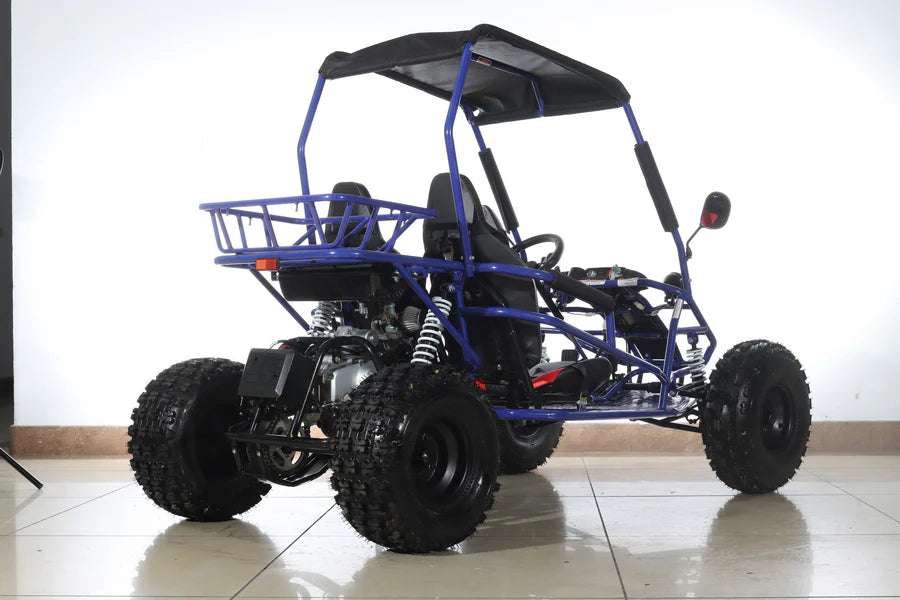 X-PRO Rover 125cc Go Kart with 3-Speed Semi-Automatic Transmission w/Reverse, LED Headlights, Big 19in/18in Wheels!