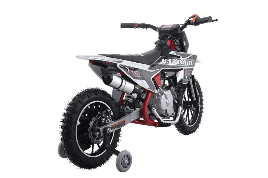 X-PRO Hawk 60 Dirt Bike with CVT Transmission, Electric start, Disc Brake! 10in Wheels! With Free Training Wheels!