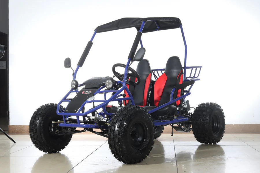 X-PRO Rover 125cc Go Kart with 3-Speed Semi-Automatic Transmission w/Reverse, LED Headlights, Big 19in/18in Wheels!