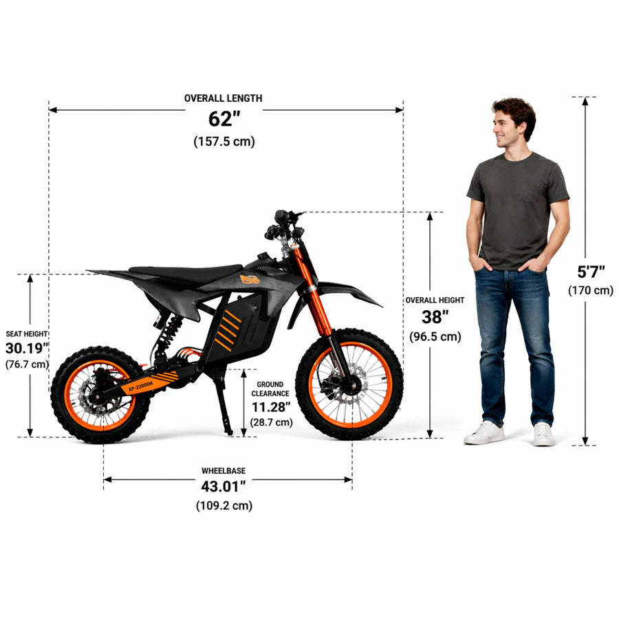 X-PRO Drax Sport 2700W 48V 23AH Teens Adults Electric Dirt Bike with New Version LED Light! 14"/12" Wheels!