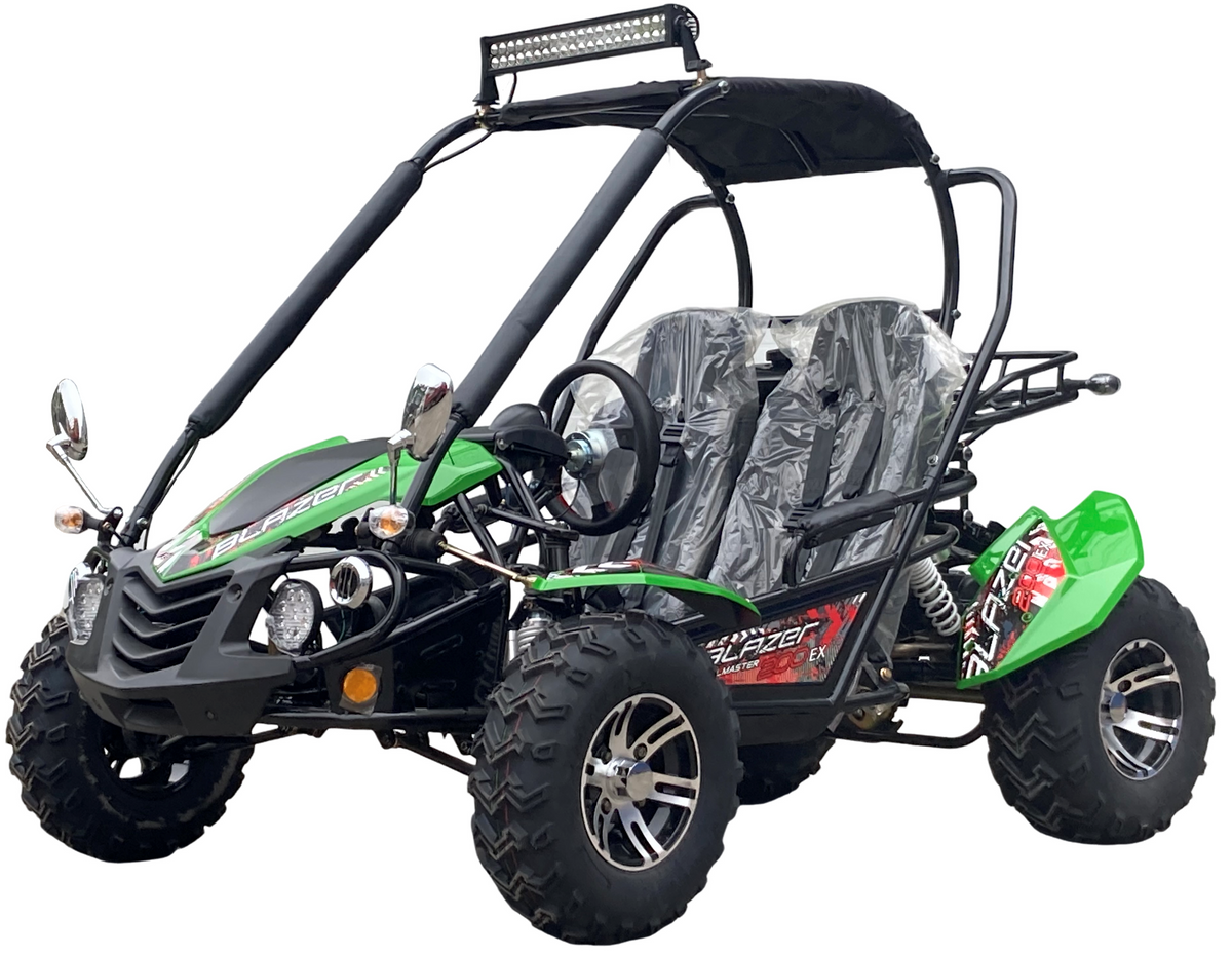 TrailMaster Blazer 200EX EFI Buggy Go Kart, LED Light Bar, Windshield Included