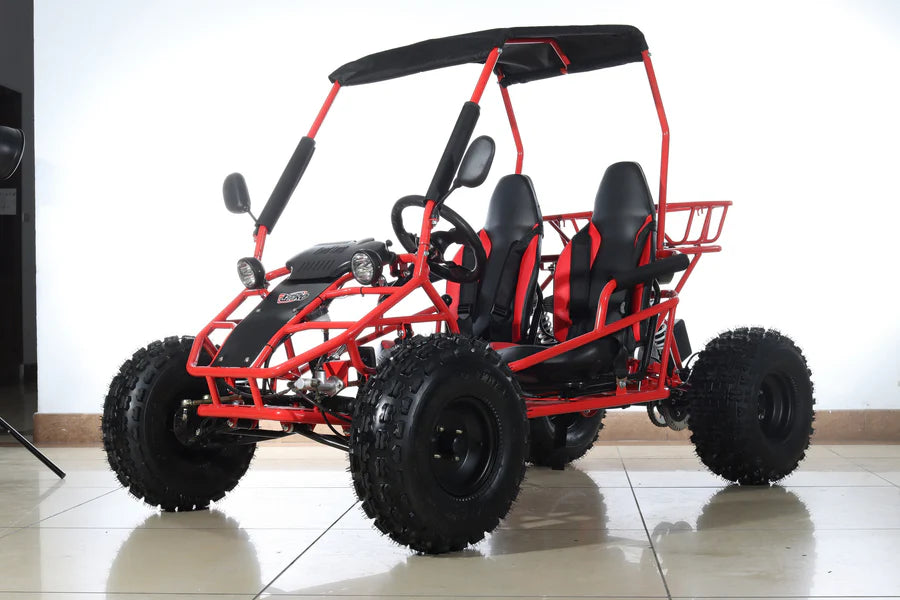 X-PRO Rover 125cc Go Kart with 3-Speed Semi-Automatic Transmission w/Reverse, LED Headlights, Big 19in/18in Wheels!