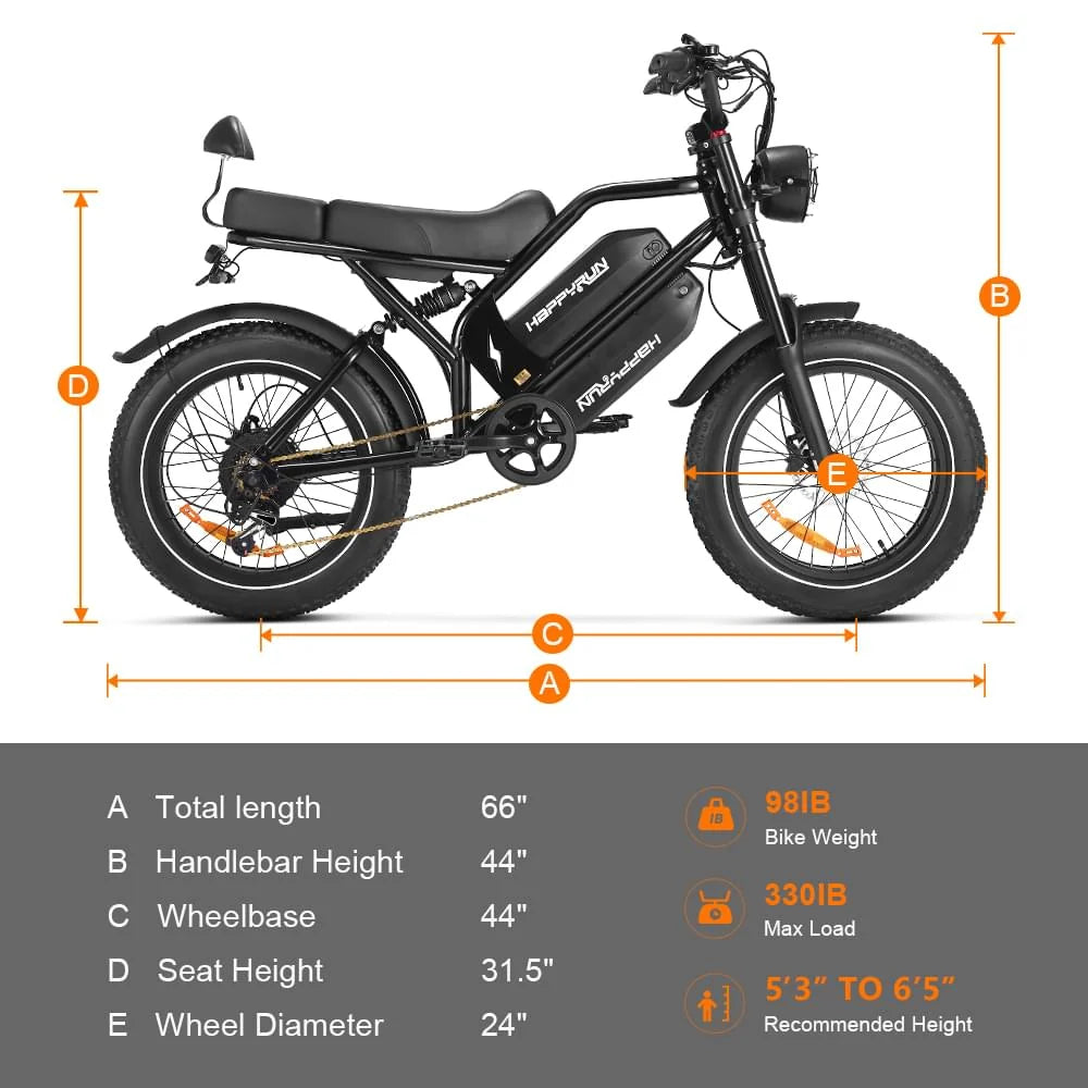 HappyRun G70 UL 2849 Certified Dual Battery Fast Electric Cargo Bike