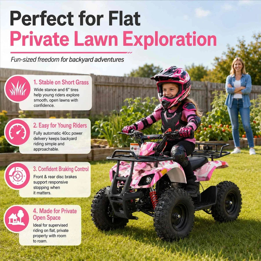 X-PRO SCOUT 40cc ATV with Chain Transmission, Pull start! Disc Brake! 6in Tires!