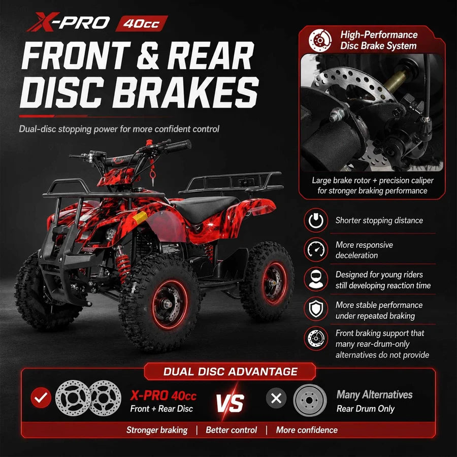 X-PRO SCOUT 40cc ATV with Chain Transmission, Pull start! Disc Brake! 6in Tires!