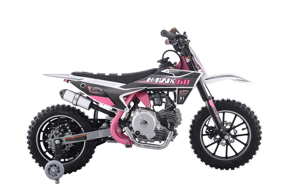 X-PRO Hawk 60 Dirt Bike with CVT Transmission, Electric start, Disc Brake! 10in Wheels! With Free Training Wheels!
