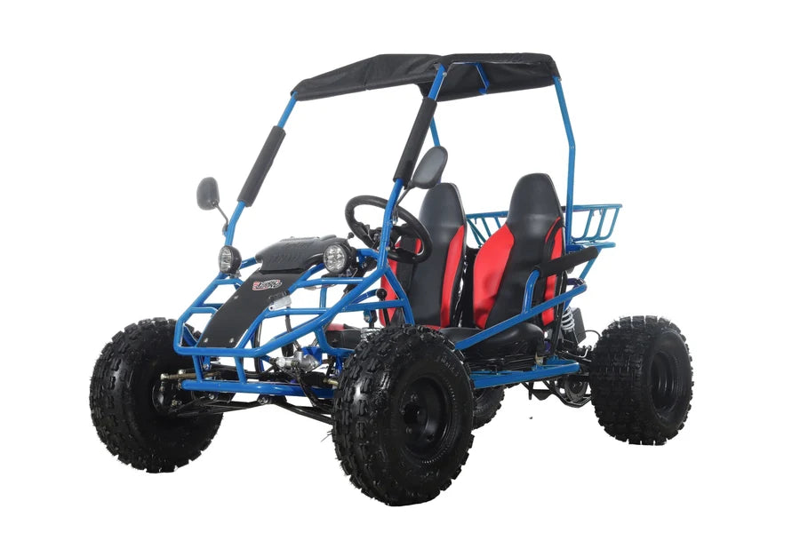 X-PRO Rover 150 Go Kart with 3-Speed Semi-Automatic Transmission w/Reverse, LED Headlights, Big 19in/18in Wheels!