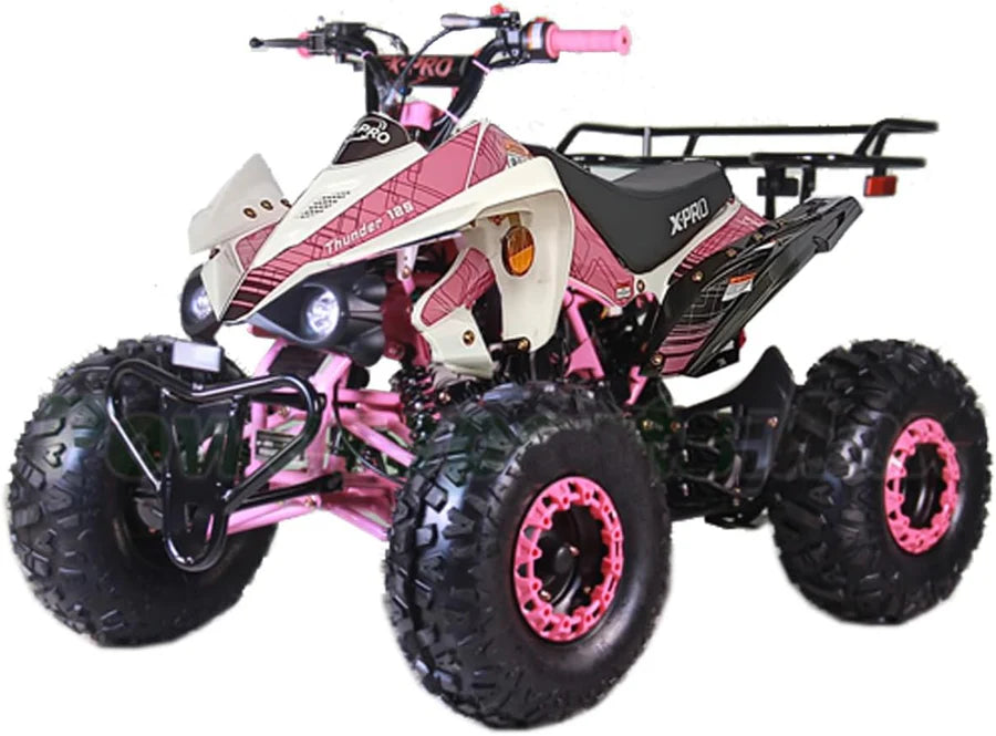 X-PRO Thunder 125cc ATV with Automatic Transmission w/Reverse, LED Headlights, Big 19in/18in Tires!