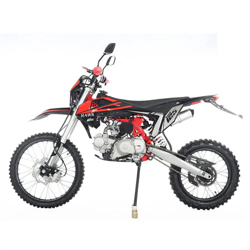 X-PRO Hawk 125cc Dirt Bike with All Lights and 4-speed Manual Transmission! Electric/Kick Start, Big 19in/16in Tires! Zongshen Brand Engine!