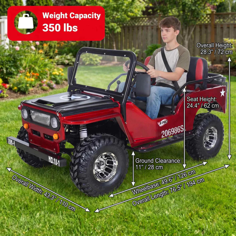 X-PRO Ranger 125 Mini Jeep Go Kart. 125cc Zongshen Engine, 3-Speed Semi-Auto with Reverse