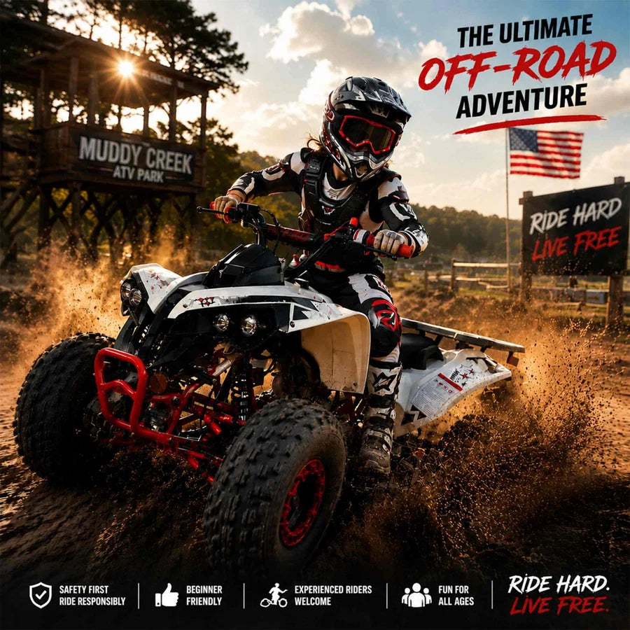 X-PRO Storm 125cc ATV with Automatic Transmission w/Reverse, LED Headlights, Electric Start, Big 19in/18in Tires!