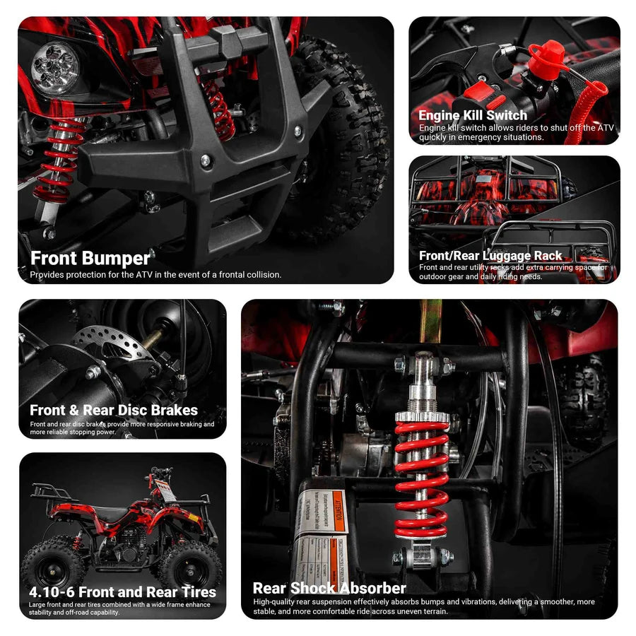 X-PRO SCOUT 40cc ATV with Chain Transmission, Pull start! Disc Brake! 6in Tires!