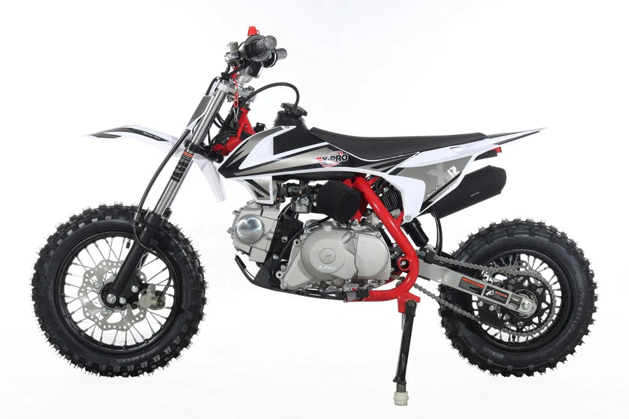 X-PRO X12 110cc Dirt Bike with Automatic Transmission, Electric Start, 12in/10in Wheels!