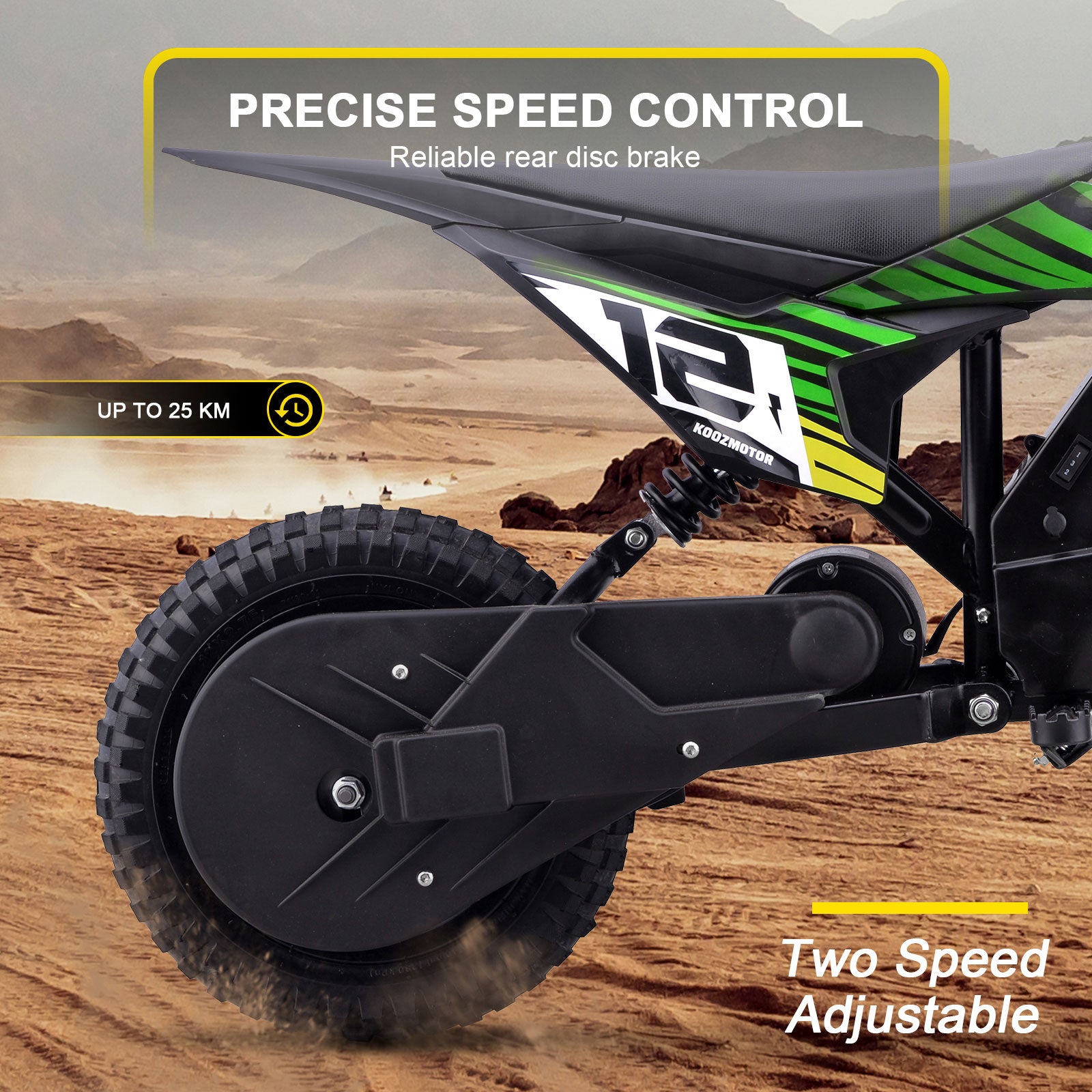 MotoTec 36v 300w (HP122E) Electric Dirt Bike Green