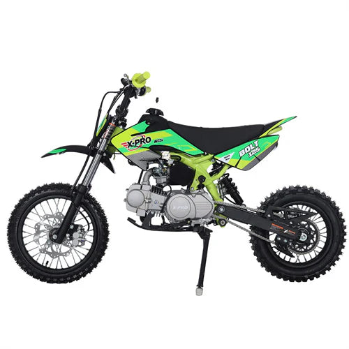 X-PRO Bolt 125cc Dirt Bike with 4-Speed Manual Transmission, Kick Start, Big 14in/12in Tires! Zongshen Brand Engine!