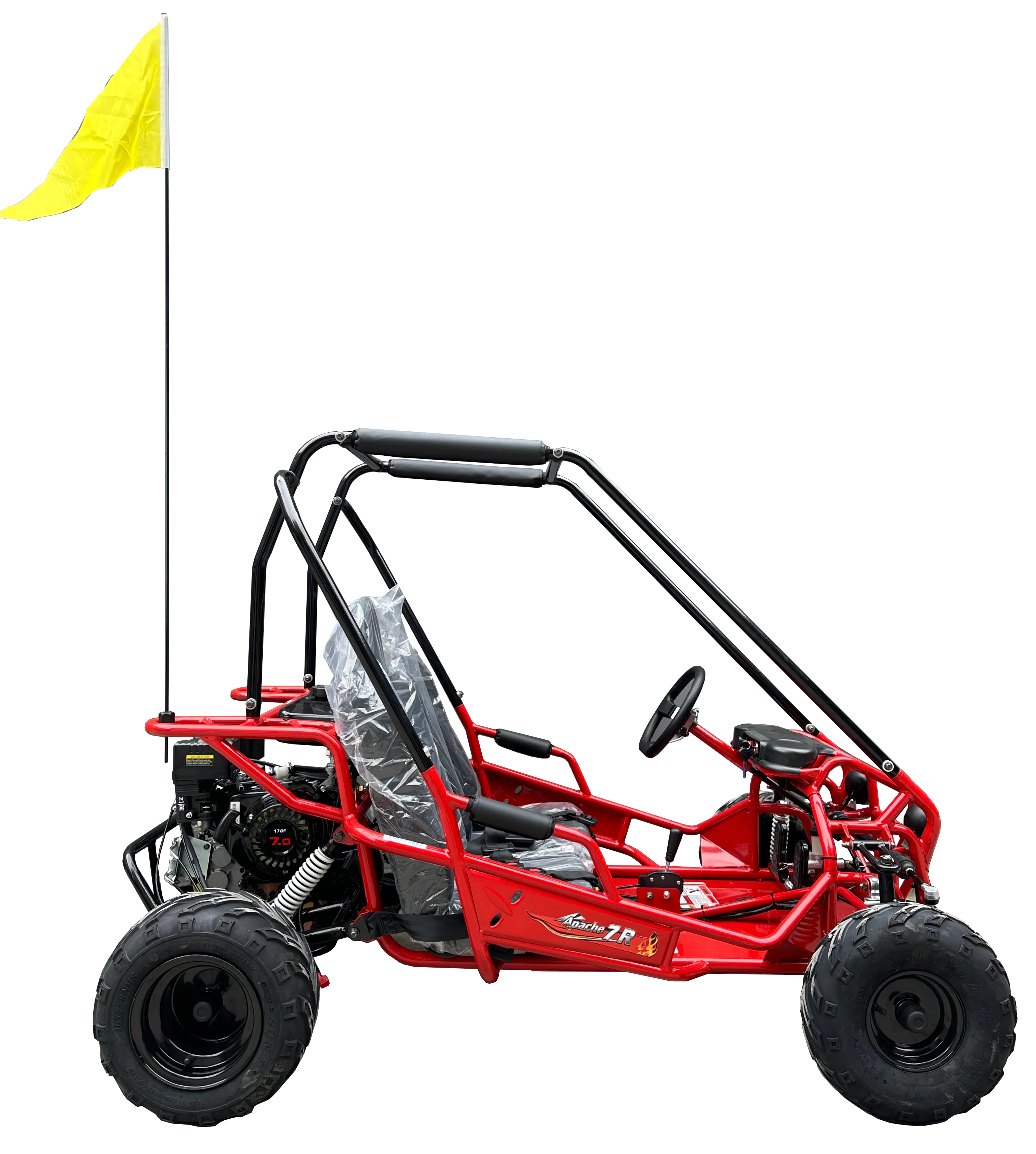 TrailMaster Apache 7 212cc Youth Go Kart for Kids Ages 10+ – Full Roll Cage, High-Back Seats, Over-the-Shoulder Harnesses, Air-Cooled Engine
