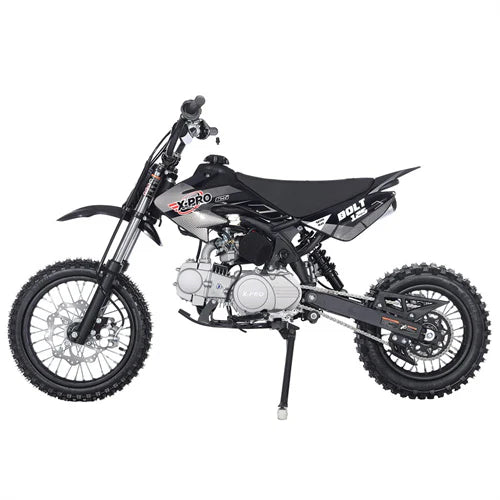 X-PRO Bolt 125cc Dirt Bike with 4-Speed Semi-Automatic Transmission, Kick Start, Big 14in/12in Tires! Zongshen Brand Engine!