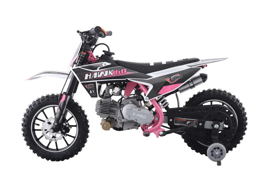 X-PRO Hawk 60 Dirt Bike with CVT Transmission, Electric start, Disc Brake! 10in Wheels! With Free Training Wheels!