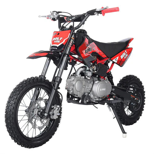 X-PRO Bolt 125cc Dirt Bike with 4-Speed Manual Transmission, Kick Start, Big 14in/12in Tires! Zongshen Brand Engine!