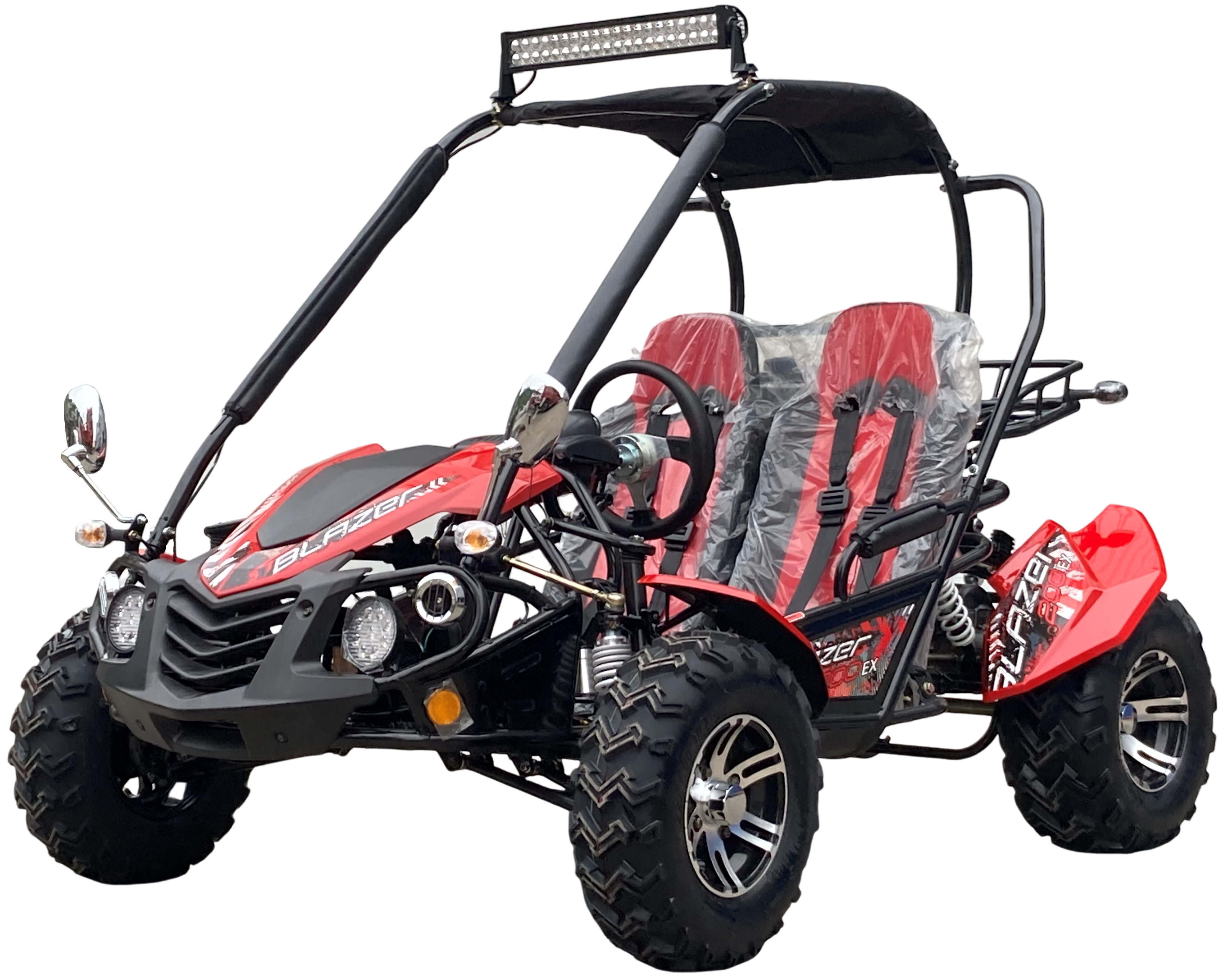 TrailMaster Blazer 200EX EFI Buggy Go Kart, LED Light Bar, Windshield Included