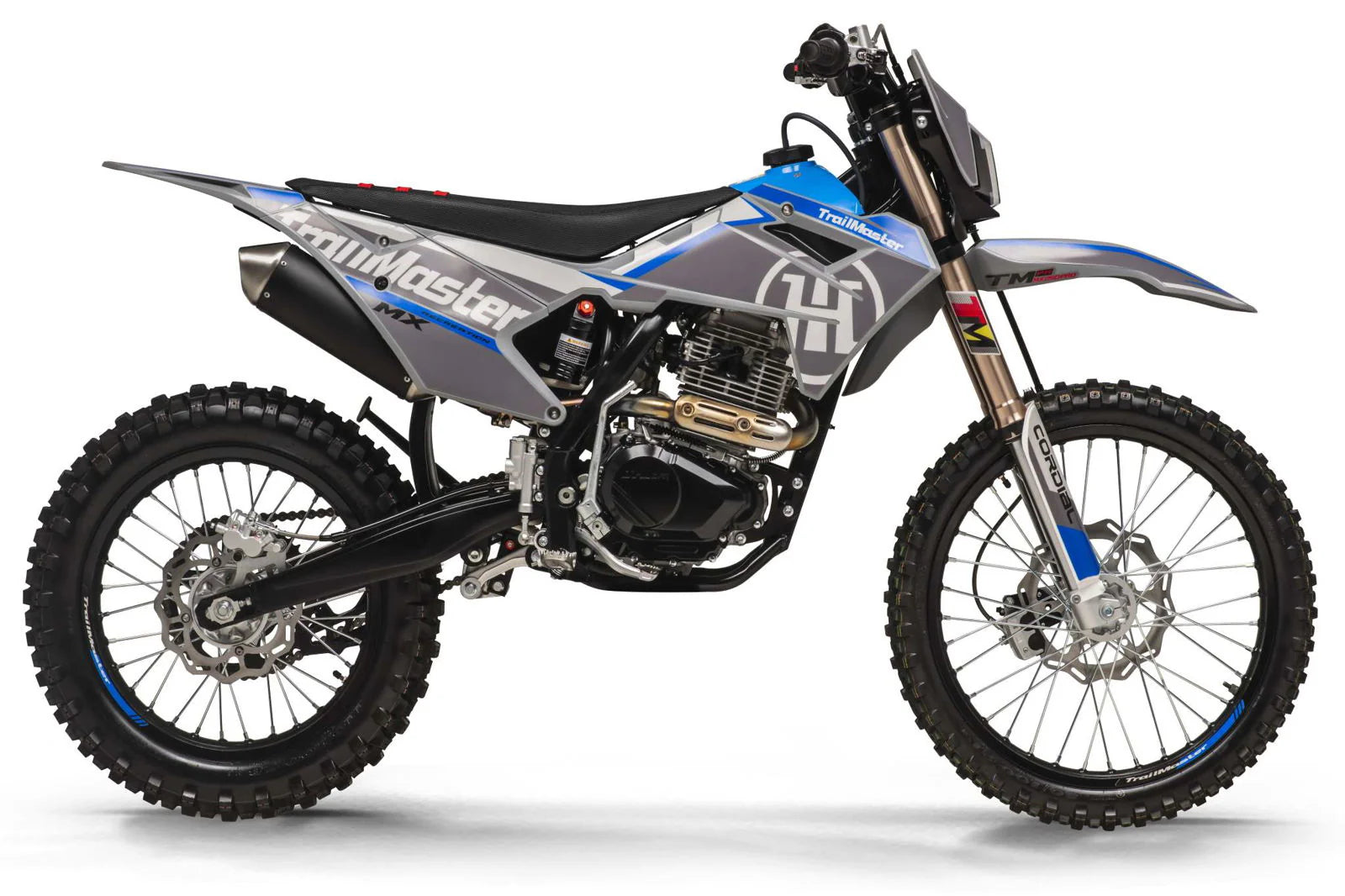 TrailMaster MX250-Pro Dirt Bike, 5-Speed Manual, Dual Disc Brakes, Electric Start (21/18) Wheels