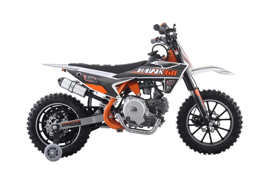 X-PRO Hawk 60 Dirt Bike with CVT Transmission, Electric start, Disc Brake! 10in Wheels! With Free Training Wheels!