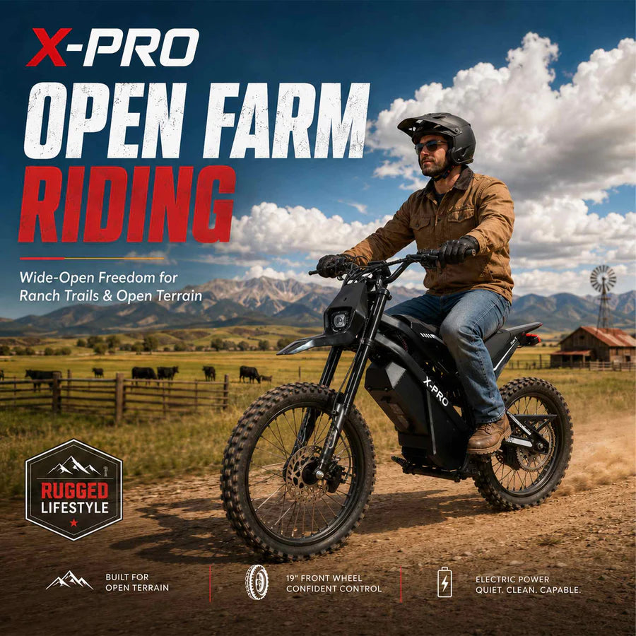 X-PRO Drax X 5000W Electric Dirt Bike for Adults & Teens - Powerful Brushless Motor,19"/17" Off-Road Tires, Dual Braking &Suspension,LED Headlight,Heavy Duty Electric Dirt Bike for All Terrain
